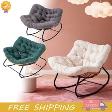 Indoor Outdoor Lounge Rocking Chair Oversized Egg Papasan Chair w/Cushioned Seat