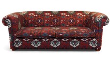 Superb Vintage Chesterfield Kilim 2 Seater Bohemian Club Library Sofa Red Blue?