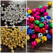100pcs 6, 8mm Small jingle Bells :Gold, Silver, assorted Shell Shaped Xmas Craft