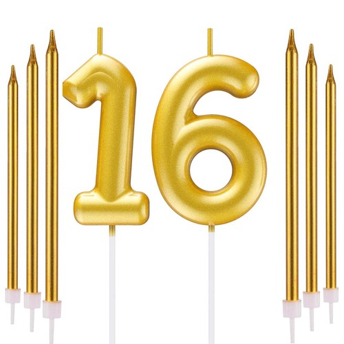 Gold number candle - candle, 6