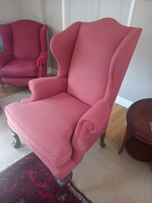 Antique Arm Chair Reupholstered Terracota