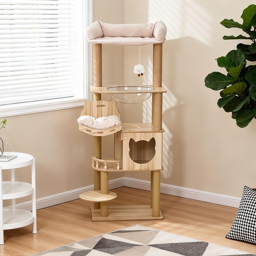 Wooden cat tree multi layer - wooden,