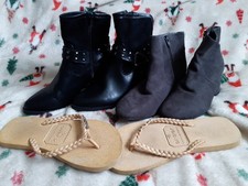 Ankle Boots Leather Suede Black Grey (Graceland + Principles) Pair Flip-flops