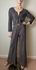 Vintage Silver Lurex Jumpsuit Janice Wainwright Simon Massey Long Sleeves 1960s
