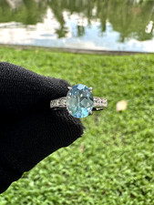 Swiss Blue Topaz  Silver Ring For Woman 925 Silver November Birthstone