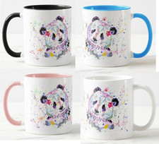 Panda animals Watercolour Rainbow Art Coloured Mug Cup Office work gift