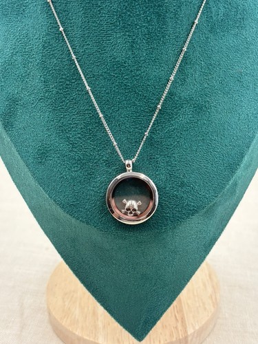Silver tone glass locket - silver,