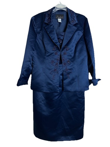 Alex evenings blue satin dress - alex,