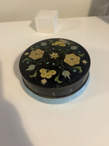 Vintage floral round tin - vintage, small
