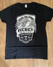 Live To Ride Rebel Racing  - Black Biker T Shirt (L)