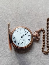 WALTHAM TRAVELER USA 1908 GOLD PLATED HUNTER  POCKET WATCH, WORKING 