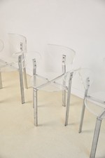 Set of x4 Lucite and Chrome 1980s Postmodern Dining Chairs