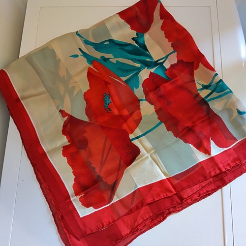 Jaeger scarf vintage silk red - scarf,