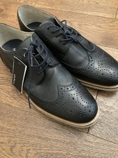 NEW Marks & Spencer Autograph Navy Leather Brogue Lace-Up Shoes - UK 11 RRP £59
