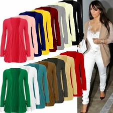 WOMENS LADIES GIRLS LONG SLEEVE BOYFRIEND CARDIGAN TOP OPEN POCKET UK 8-26