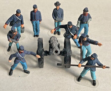 Cannon and Gun Crew. 9 Figures in various poses, Plastic, American Civil War #L1