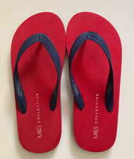 *NEW MARKS & SPENCERS FLIP FLOPS SIZE SMALL 6-7 BLUE & RED DESIGN BEACH & POOL*