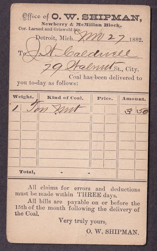 1882 postal card shipman - 1882,