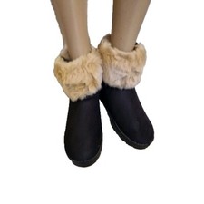 Ladies Mid Calf Fur Lined Ankle Boots Women Flat Snow Snug Hug Winter Warm Shoes