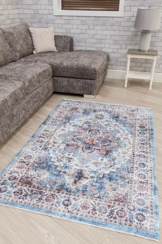 Blue grey distressed - grey, rug
