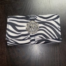 Prezerve Black White Zebra Animal Print Fold-Over Tri-Fold Jewelry Pouch