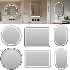 Illuminated Bathroom Mirror with LED Lights Wall Mounted Demister Touch Sensor