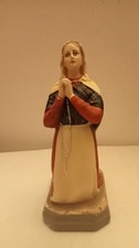 Vintage 1950s Statue Of  St Bernadette Of Lourdes, Hand Painted on Gesso 20cm H.