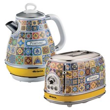 Ariete Positano Jug Kettle & 2 Slice Toaster Set, Italian Tile Design, Vintage