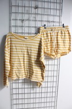 H&M Womens Loungewear Pyjama Set Yellow White - Size Small S (A14)