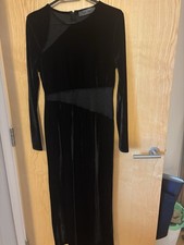 Primark Women's Black Velvet Long Sleeved Column Maxi Dress Size M BNWOT RRP £20