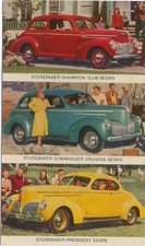 Studebaker Champion Commander President for 1940 USA issued Dealer Postcard