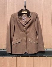 Equitheme BNWT Washable Brown/gold Trim Show Jacket Size 10/38