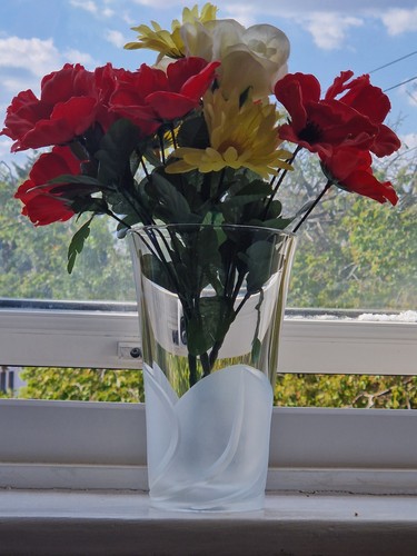 Heavy glass flower vase - glass,