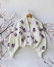 Handmade Cream Floral Knit