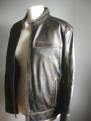 Distressed leather jacket - distressed,