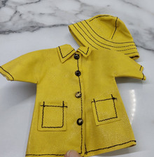 Vintage 70's SINDY's Sister Genuine PATCH Yellow Macintosh Coat Hat Sou’wester