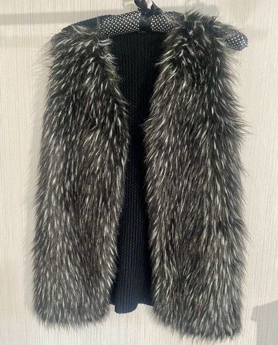 Black grey faux - fur, knitted