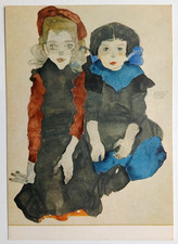 Egon Schiele Two Girls Art Postcard - unused