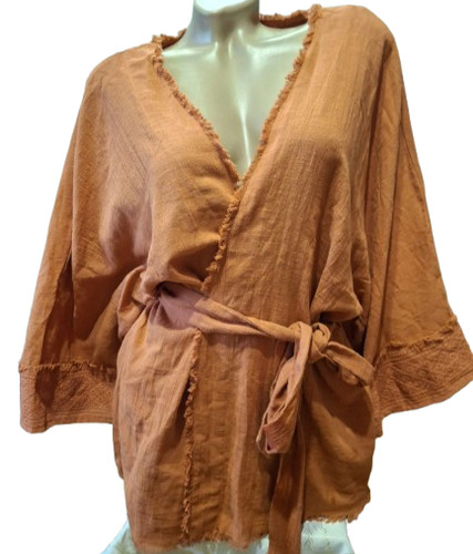 Terracotta cotton kimono - c&a,