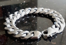 Men's Chunky Cuban Curb Link Bracelet Brushed Matt Stainless Steel 15 mm 20 cm