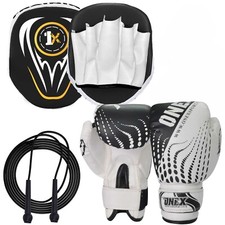 Boxing Gloves Kids 6oz with Focus Pads & Rope, Junior Punching Set for Sparring