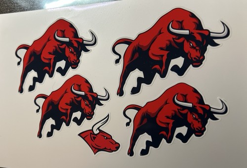 Jumping red bull stickers - red,