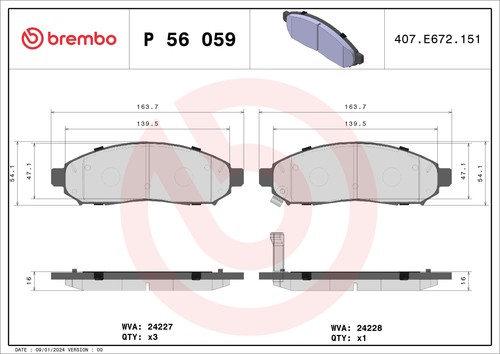 Brake pads set front - front, right