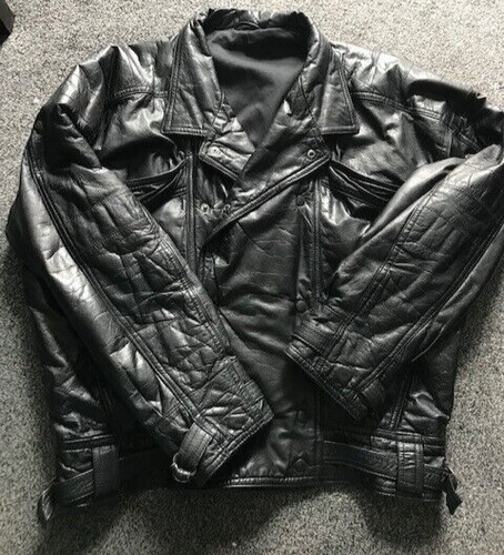 Mens real leather biker - real,