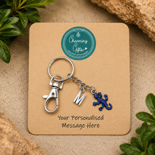 Blue gecko keyring - blue, –