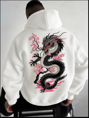 Men white hoodie - men's,