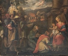 Antique large religious oil on canvas 18th 19th Century, the nativity old master