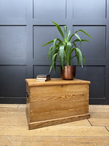 Antique old pine storage chest - storage,