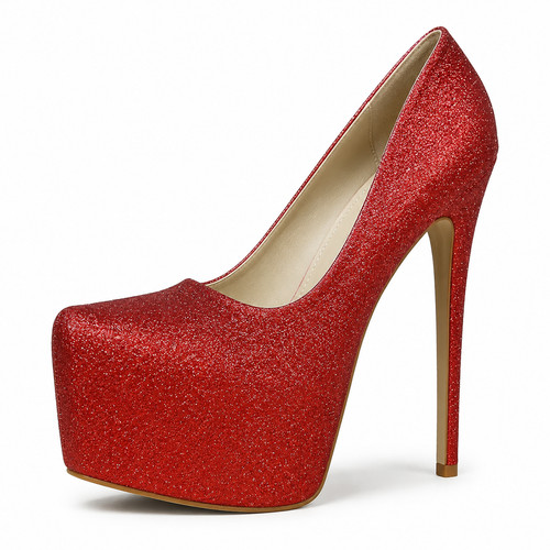 Womens red glitter platform - red,