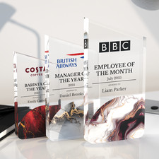 Personalised Glass-Effect Acrylic Trophy | Custom Office & Sports Award Plaque